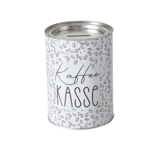 Spardose Sparschwein Schriftzug Kaffekasse - Deckel abnehmbar - Wiederverwendbar Metall Sparbüchse Geldgeschenk Geschenkidee Geldspardose Metallspardose 14 x 10 cm
