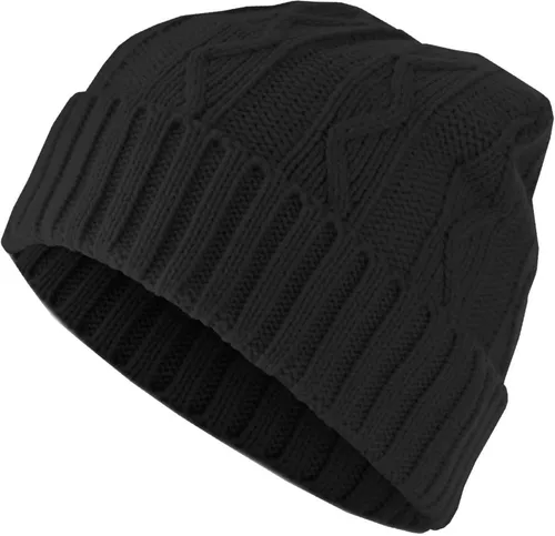 MSTRDS Unisex Beanie Cable Flap – Stylisches Accessoire - Klassischer Beanie aus 100% Polyacryl, perfekt für kalte Tage. Maschinenwaschbar und in vielseitigem Schwarz – ideal für jeden Look.