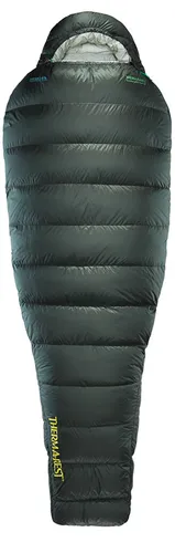 Thermarest Hyperion 0° UL Long Black Forest - Ultraleichter Schlafsack für Abenteuer, mit 900-cuin Nikwax Hydrophobic Down für herausragende Wärme und minimales Packvolumen. Ideal für kompromisslose Outdoor-Enthusiasten.