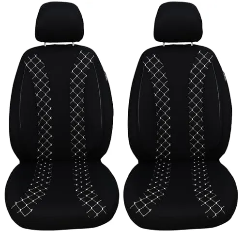 BREMER SITZBEZÜGE für Ford Puma 1 (1997-2001) – 2-tlg. Schonbezüge in Schwarz mit Weißer Naht - Hochwertige Sitzbezüge für Ford Puma 1, bestehend aus strapazierfähigem Mikrofaser-Velours. Einfache Montage mit Klettsystem, inklusive Taschen für zusätzlichen Stauraum. Schutz vor Abnutzung und Schmutz – ideal für den täglichen Einsatz!