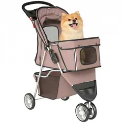 PawHut Hundewagen Faltbar Dunkelbraun für Hunde bis 10 kg