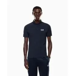 EA7 Poloshirt mit Logo auf der Brust, Blau XXL - Elegantes EA7 Poloshirt in Blau für Herren, ideal für Frühling/Sommer. Hergestellt aus hochwertiger Baumwolle mit Elasthan für optimale Bewegungsfreiheit und Komfort.