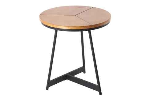 Licht-Erlebnisse Beistelltisch MUMBAI, aus Holz (Eiche) Metall in Natur Schwarz 45 x 45 x 50 cm (LxBxH)