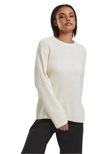 Urban Classics Damen Ladies Rib Knit Sweater whitesand, S - Pullover für Damen, klassischer Rundhalsausschnitt aus weichem Material für besten Tragekomfort, ideal für kühle Tage und lässige Outfits.