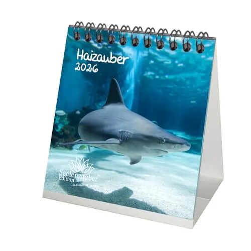 Haizauber Tischkalender 10cm x 10cm für 2026 Hai - Seelenzauber