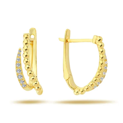 Creolen Diamanten Brillant Schliff Ohrringe aus 14 Karat Gelbgold