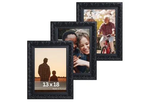 Victor (Zenith) Bilderrahmen Rubens – Set 13x18 cm Schwarz - Einzelrahmen im barocken Stil, hochwertiger Kunststoff in edler Holzoptik, ideal für stilvolle Fotogalerien und besondere Erinnerungen.