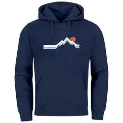 Neverless® Hoodie Herren - Outdoor Fashion für Berg- und Wandern, Navy XL - Kapuzenpullover für Herren, ideal für Outdoor-Aktivitäten mit stylischem Print und bequemer Passform.