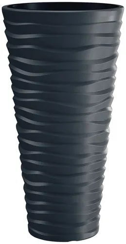 Prosperplast Pflanzkübel Sand slim, Ø 39 cm, Höhe 75 cm - Eleganter Pflanzkübel im Wellendesign aus robustem Kunststoffgeflecht. Witterungsbeständig und ideal für drinnen und draußen. Mit 18 Litern Volumen setzt er Pflanzen perfekt in Szene.