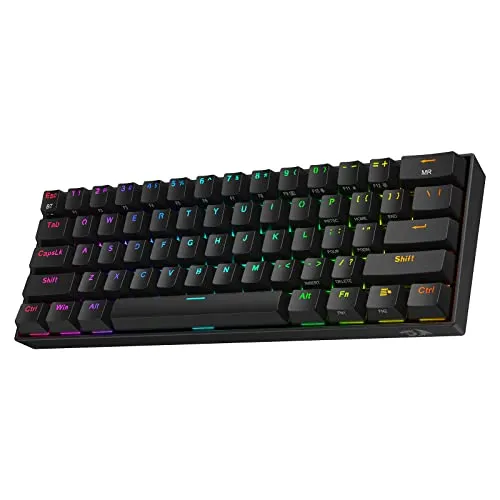 Redragon K530 Pro Draconic - 60% RGB Gaming-Tastatur mit Hot-Swap - Mechanische Tastatur mit 61 Tasten, 3-Modi-Verbindung und hot-swap-fähigen braunen Schaltern - perfekt für FPS-Gamer und anpassbare RGB-Beleuchtung.