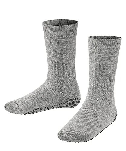 FALKE Unisex Kinder Stoppersocken Catspads K HP Baumwolle Wolle rutschhemmende Noppen 1 Paar, Grau (Light Grey 3400), 19-22