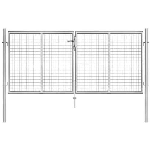 vidaXL Gartentor Doppeltor aus verzinktem Stahl 306x150cm - Flügeltor aus hochbelastbarem, rostfreiem Stahl, ideal für sicheren Zugang zu Ihrem Garten oder Innenhof. Stabil und langlebig, inklusive sicherem Schließsystem und 3 Schlüsseln.