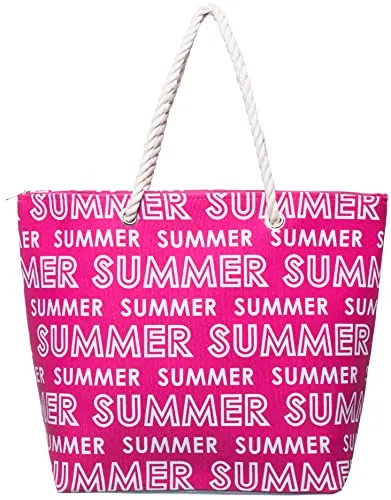 Brandsseller Strandtasche mit Reißverschluss 50x38x15cm Schultertasche Einkaufstasche Innentasche