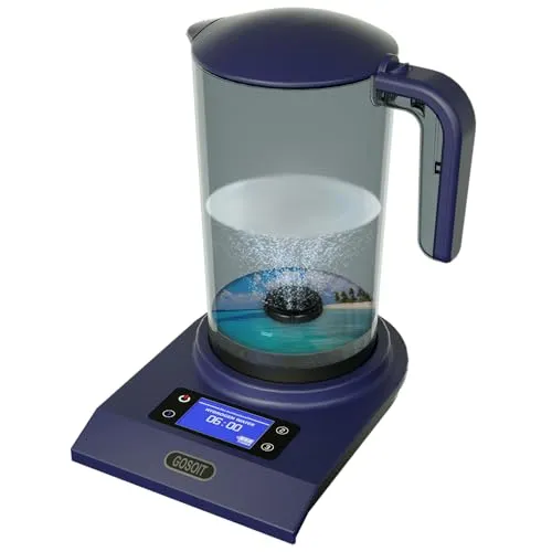 GOSOIT Wasserstoff Wasserflasche Maker Maschine Alkalischer Wasserstoff Wasser Generator mit SPE und PEM Technologie machen Wasserstoff Inhalt bis 800-1200 PPB 2000ML/70Oz (Blau Schwarz)