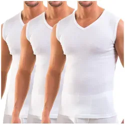 HERMKO Herren Muskelshirt V-Ausschnitt 3050 3er Pack in weiß von HERMKO