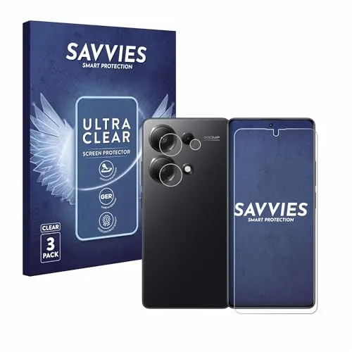 Savvies 6 Stück Schutzfolie für Xiaomi Redmi Note 13 Pro 4G (Display+Kamera) Displayschutz-Folie Ultra-Transparent