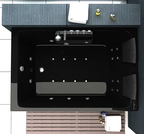 Luxus SPA LED Whirlpool Badewanne Black 180x120 cm