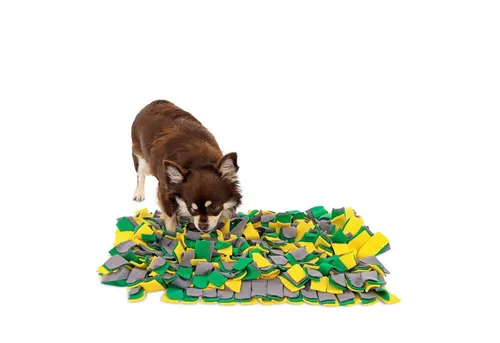lionto Tier-Intelligenzspielzeug Schnüffelteppich, Suchteppich für Hunde, 50 x 34 cm, gelb-grün