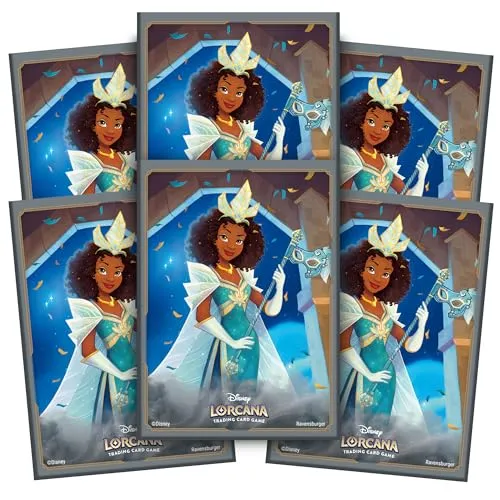 Ravensburger Disney Lorcana TCG: Himmelsleuchten Kartenhüllen Tiana, 65 Schutzhüllen für Disney Lorcana Sammelkarten