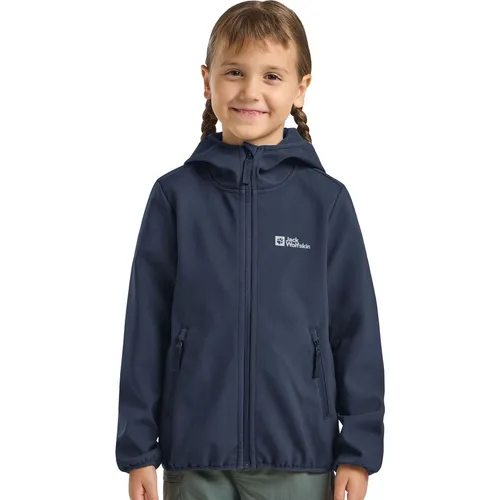 Jack Wolfskin Übergangsjacke Dunkelblau Größe 104 für Kinder - Funktionsjacken für Kinder - Wetterfest mit elastischen Abschlüssen und praktischen Eingrifftaschen, ideal für aktive Abenteuer.