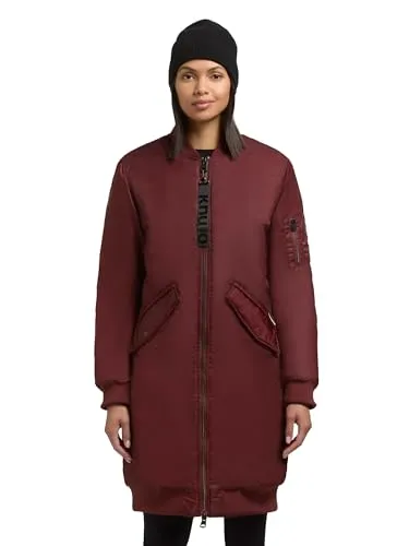 khujo Damen Wintermantel warme extralange schimmernde Bomberjacke Lulu Burgundy Red Gr. L