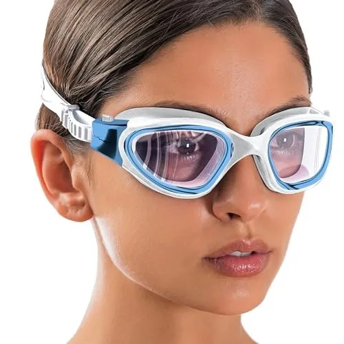 AqtivAqua Schwimmbrille DX — Weites Sichtfeld, UV-Schutz, Anti-Beschlag, Auslaufsicher, Geeignet für Innen- und Außenbeleuchtung — mit Anpassbarem Silikonband für Erwachsene und Jugendliche