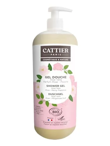 CATTIER PARIS Duschgel Rose - Peony - Aloe Vera - seifen- & sulfatfreie (Sulfatfreie Tenside) Duschgel reinigt die Haut sanft und hilft das natürliche Gleichgewicht der Haut zu bewahren - 1000ml