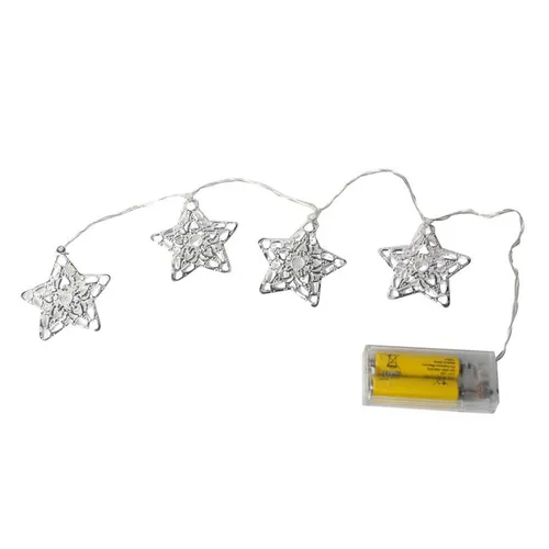 LED Lichterkette 10 Metallsterne batteriebetrieben warmweiss Silber Weihnachten