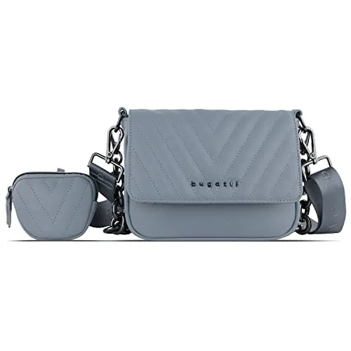 bugatti Sira Mini-Umhängetasche für Damen - edle Schultertasche mit Kette, blau - Umhängetaschen mit handlichem Format, ideal für Alltag und Partys. Hochwertige Handarbeit mit abnehmbaren Schulterriemen für individuelle Styles.