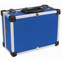 Perel Aluminium Aufbewahrungskoffer mit Tragegurt - Werkzeugkoffer aus leichtem Aluminium, robust mit verstärkten Ecken und sicherem Schlüsselschloss. Ideal für den Transport und die Aufbewahrung von Werkzeugen.