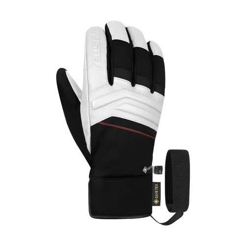 Reusch Jupiter Gore-Tex Skihandschuh - Schwarz/Weiß/Fluo Rot - Wintersport-Bekleidung mit GORE-TEX ePE-Membran für optimale Wärmeisolation und Wasserdichtigkeit, ideal für Skifahrer, die Komfort und Schutz suchen.