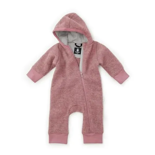 Ehrenkind Baby Kinder Fleeceoverall aus 100% Bio-Merinowolle - Einteiler für Unisex Baby & Kleinkind, aus 100% Bio-Merinowolle für optimale Wärme und Komfort, in sanftem Altrosa, Größe 50/56.