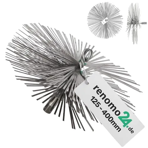 Renomo24 1x Schornsteinbesen aus Federstahl für gemauerte Schornsteine (Kamine) / Kaminbesen mit M12 Gewinde / 300mm