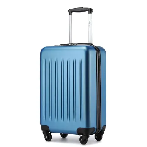 KONO Hartschale Koffer Trolley Rollkoffer Handgepäck Koffer Zwillingsrollen ABS Handgepäck Bordgepäck 4 Rollen, 55cm 20 Zoll(Dunkelblau)