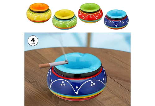 CEPEWA Aschenbecher Aschenbecher Sturmaschenbecher ´Toscana´ 4er Set Ø 11cm Keramik