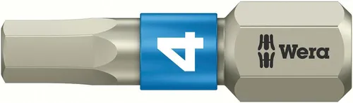 Wera Bit, Edelstahl mit Torsionsbereich, 25 mm lang, für Innen-6-kant-Schrauben 1/4