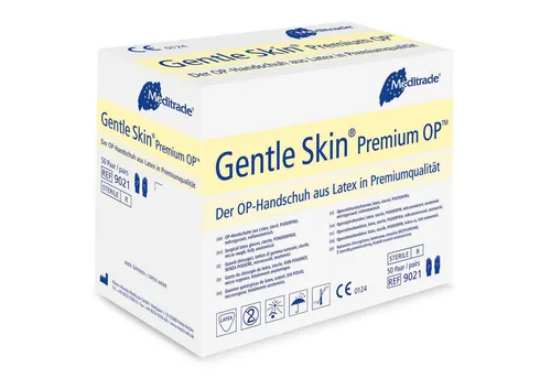 Meditrade 902165W Gentle Skin OP Latex Handschuhe - Steril & Puderfrei, Größe 6,5 (50er Pack) - Medizinische Untersuchungshandschuhe, ideal für empfindliche Haut, bieten hohen Tragekomfort und beste Schutzqualität.