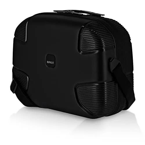 IMPACKT IP1 Beautycase - Lava black - Reisetasche aus recycelten Materialien, mit praktischem Laptopfach und aufsteckbarer Lasche für Koffergestänge – nachhaltig und stilvoll reisen.