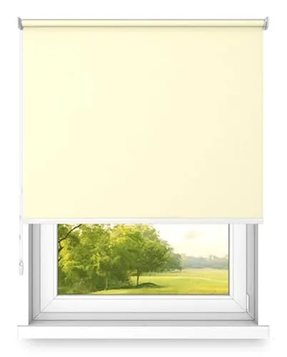 time4blinds Rollos Verdunkelungsrollo Freihängendes Rollo ohne Kassette Wand- oder Deckenmontage Großes Format UV-Schutz Thermische Eigenschaften Solides Design 150x240 cm Vanilla - rechts