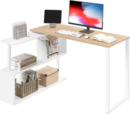 Woltu Schreibtisch mit Ablagen, 120x100x74cm