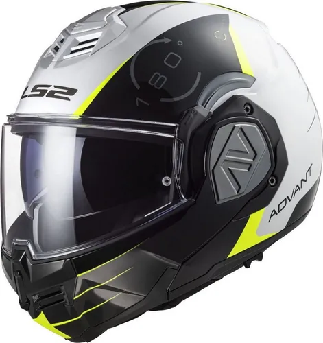 LS2 Klapphelm ADVANT CODEX White Black XXXL - Motorradhelm mit hypoallergenem Innenraum, abnehmbarer Latz und innovativem Auto-Up- und Auto-Down-System für einfachen Wechsel zwischen Integral- und Jethelm.