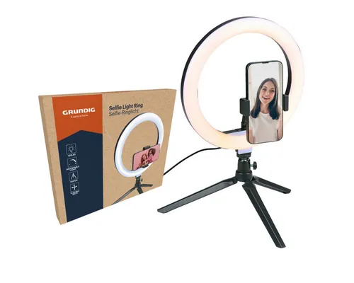 Grundig Ringlicht 10 Zoll mit Stativ - Ideal für TikTok-Videos, Selfies und Videocalls – das Grundig Ringlicht sorgt für gleichmäßige Ausleuchtung und professionelle Ergebnisse.