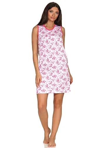 Ärmelloses Damen Achsel Träger Nachthemd in toller Optik - 102 215 90 106, Farbe:rosa, Größe2:36/38
