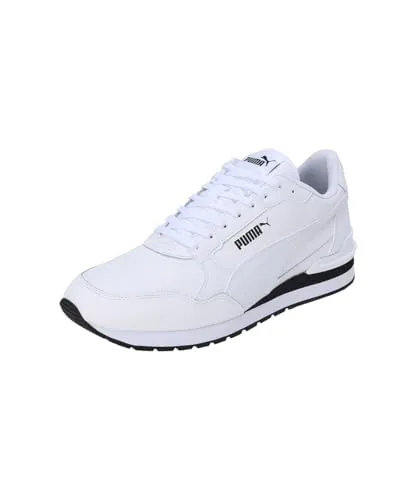 PUMA Unisex ST Runner v4 L Sneaker, White Black White, 44.5 EU - Herren-Sneaker mit verantwortungsvoller Lederherstellung und SoftFoam+ Einlegesohle für optimalen Komfort. Perfekt für Freizeit und Alltag.