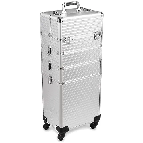 SEVICO Kosmetikkoffer Schminkkoffer Beauty Make-up Case Multikoffer professioneller Make-up Rollkoffer Organizer für die Reise abschließbare Friseurkoffer mit 360° drehbaren Rollen B:35xT:29xH:83 cm