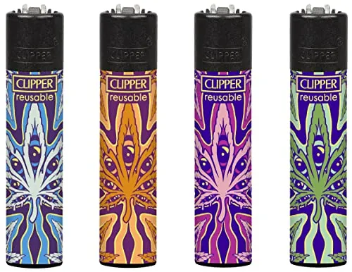 Clipper Feuerzeug 4er Set: (Psychedelic Leaf)