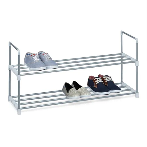 Schuhregal Schuhablage - leicht erweiterbar - Regal für Schuhaufbewahrung mit 2 Fächern, ideal für alle Zimmer. Platzsparendes Design mit einer Breite von 90 cm und aus robustem Metall gefertigt.