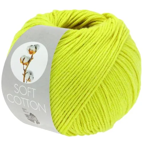 LANA GROSSA Soft Cotton | Weiches Baumwollgarn mit modernem Mikrofaseranteil | Handstrickgarn aus 70% Baumwolle & 30% Polyacryl | 50g Wolle zum Stricken & Häkeln | 140m Garn FB49