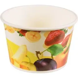 tradingbay24 Eisbecher, Pappe rund 250 ml Ø 9,5 cm, 6,2 cm tbU90238 Eis-Schale Dessertschalen Früchte-Dekor - Rosa 50