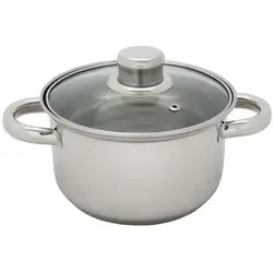 Kochtopf Edelstahl mit Glasdeckel 3,5 L 20 cm Topf Kochen
